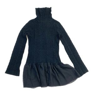 Turtleneck Sweater with Chiffon Peplum Skirt